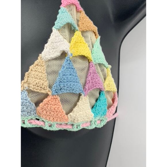 ANDI BAGUS Women's Mesh Crochet Knit Triangle 2-PC Bikini SZ OS - Picture 5 of 12